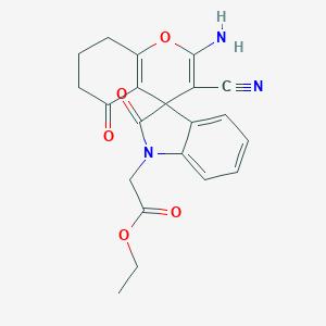 molecular formula C21H19N3O5 B433516 ethyl 2-(2-amino-3-cyano-2',5-dioxospiro[7,8-dihydro-6H-chromene-4,3'-indole]-1'-yl)acetate CAS No. 445222-95-7