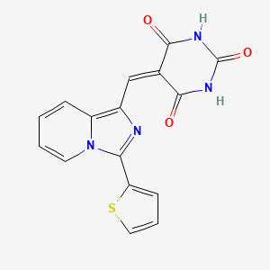 molecular formula C16H10N4O3S B4335173 5-{[3-(THIOPHEN-2-YL)IMIDAZO[1,5-A]PYRIDIN-1-YL]METHYLIDENE}-1,3-DIAZINANE-2,4,6-TRIONE 