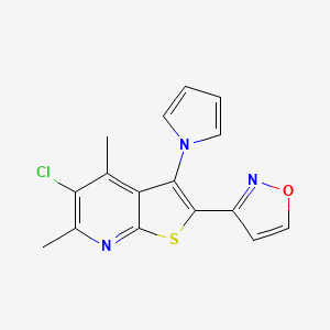 molecular formula C16H12ClN3OS B4335179 3-[5-CHLORO-4,6-DIMETHYL-3-(1H-PYRROL-1-YL)THIENO[2,3-B]PYRIDIN-2-YL]-1,2-OXAZOLE 