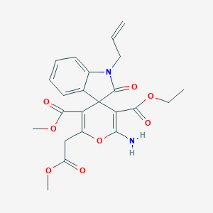 molecular formula C23H24N2O8 B433521 3-O'-ethyl 5-O'-methyl 2'-amino-6'-(2-methoxy-2-oxoethyl)-2-oxo-1-prop-2-enylspiro[indole-3,4'-pyran]-3',5'-dicarboxylate CAS No. 445222-98-0