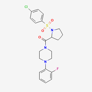 {1-[(4-Chlorophenyl)sulfonyl]pyrrolidin-2-yl}[4-(2-fluorophenyl)piperazin-1-yl]methanone