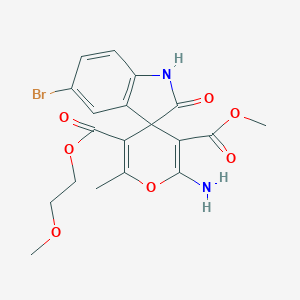 molecular formula C19H19BrN2O7 B433523 5-O'-(2-methoxyethyl) 3-O'-methyl 2'-amino-5-bromo-6'-methyl-2-oxospiro[1H-indole-3,4'-pyran]-3',5'-dicarboxylate CAS No. 328260-09-9
