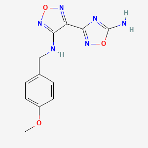 molecular formula C12H12N6O3 B4335280 3-(4-{[(4-METHOXYPHENYL)METHYL]AMINO}-1,2,5-OXADIAZOL-3-YL)-1,2,4-OXADIAZOL-5-AMINE 