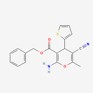 molecular formula C19H16N2O3S B4335344 benzyl 2-amino-5-cyano-6-methyl-4-(2-thienyl)-4H-pyran-3-carboxylate 