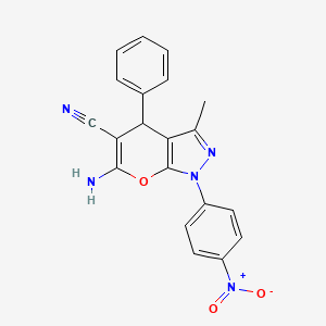 6-AMINO-3-METHYL-1-(4-NITROPHENYL)-4-PHENYL-1,4-DIHYDROPYRANO[2,3-C]PYRAZOL-5-YL CYANIDE