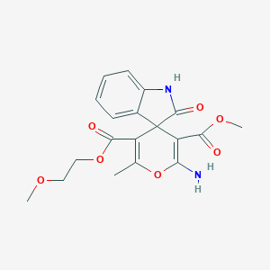 molecular formula C19H20N2O7 B433536 5'-(2-Methoxyethyl) 3'-methyl 2'-amino-6'-methyl-2-oxo-1,2-dihydrospiro[indole-3,4'-pyran]-3',5'-dicarboxylate CAS No. 445222-96-8