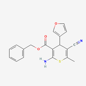 molecular formula C19H16N2O3S B4335360 benzyl 2-amino-5-cyano-4-(3-furyl)-6-methyl-4H-thiopyran-3-carboxylate 