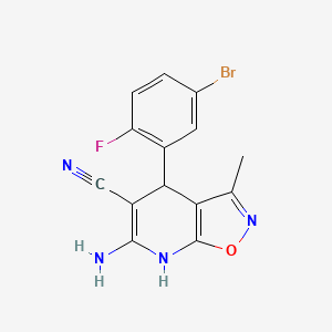 molecular formula C14H10BrFN4O B4335371 6-Amino-4-(5-bromo-2-fluorophenyl)-3-methyl-4,7-dihydro-[1,2]oxazolo[5,4-b]pyridine-5-carbonitrile 