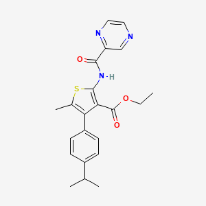 ethyl 4-(4-isopropylphenyl)-5-methyl-2-[(2-pyrazinylcarbonyl)amino]-3-thiophenecarboxylate