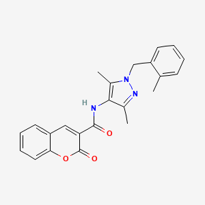 molecular formula C23H21N3O3 B4335441 N-[3,5-dimethyl-1-(2-methylbenzyl)-1H-pyrazol-4-yl]-2-oxo-2H-chromene-3-carboxamide 