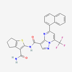 N-[3-(AMINOCARBONYL)-5,6-DIHYDRO-4H-CYCLOPENTA[B]THIOPHEN-2-YL]-5-(1-NAPHTHYL)-7-(TRIFLUOROMETHYL)PYRAZOLO[1,5-A]PYRIMIDINE-3-CARBOXAMIDE