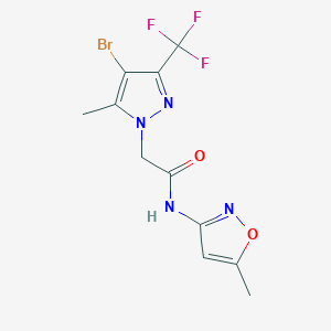 molecular formula C11H10BrF3N4O2 B4335536 2-[4-bromo-5-methyl-3-(trifluoromethyl)-1H-pyrazol-1-yl]-N-(5-methyl-3-isoxazolyl)acetamide 