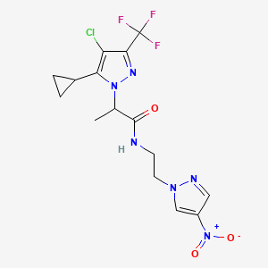 2-[4-chloro-5-cyclopropyl-3-(trifluoromethyl)-1H-pyrazol-1-yl]-N-[2-(4-nitro-1H-pyrazol-1-yl)ethyl]propanamide