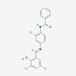 molecular formula C20H13Cl3N2O2 B433562 N-{2-chloro-4-[(3,5-dichloro-2-hydroxybenzylidene)amino]phenyl}benzamide 