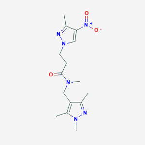 molecular formula C15H22N6O3 B4335649 N-methyl-3-(3-methyl-4-nitro-1H-pyrazol-1-yl)-N-[(1,3,5-trimethyl-1H-pyrazol-4-yl)methyl]propanamide 