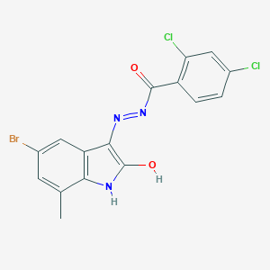 molecular formula C16H10BrCl2N3O2 B433566 N'-(5-bromo-7-methyl-2-oxo-1,2-dihydro-3H-indol-3-ylidene)-2,4-dichlorobenzohydrazide 