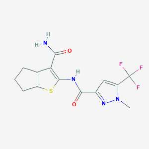 N-[3-(AMINOCARBONYL)-5,6-DIHYDRO-4H-CYCLOPENTA[B]THIOPHEN-2-YL]-1-METHYL-5-(TRIFLUOROMETHYL)-1H-PYRAZOLE-3-CARBOXAMIDE