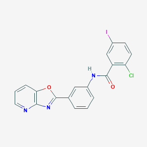 molecular formula C19H11ClIN3O2 B433575 2-chloro-5-iodo-N-(3-[1,3]oxazolo[4,5-b]pyridin-2-ylphenyl)benzamide CAS No. 313985-21-6