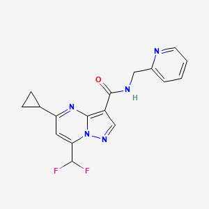 molecular formula C17H15F2N5O B4335811 5-CYCLOPROPYL-7-(DIFLUOROMETHYL)-N-(2-PYRIDYLMETHYL)PYRAZOLO[1,5-A]PYRIMIDINE-3-CARBOXAMIDE 