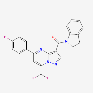 molecular formula C22H15F3N4O B4335978 [7-(difluoromethyl)-5-(4-fluorophenyl)pyrazolo[1,5-a]pyrimidin-3-yl](2,3-dihydro-1H-indol-1-yl)methanone 