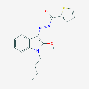 molecular formula C17H17N3O2S B433606 N'-[(3Z)-1-butyl-2-oxo-1,2-dihydro-3H-indol-3-ylidene]thiophene-2-carbohydrazide 