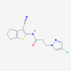 3-(4-chloro-1H-pyrazol-1-yl)-N-(3-cyano-5,6-dihydro-4H-cyclopenta[b]thiophen-2-yl)propanamide