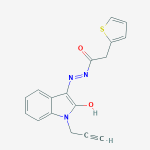 molecular formula C17H13N3O2S B433607 N'-[2-oxo-1-(2-propynyl)-1,2-dihydro-3H-indol-3-ylidene]-2-(2-thienyl)acetohydrazide 