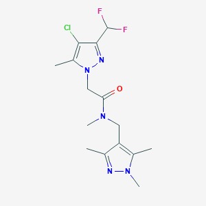 molecular formula C15H20ClF2N5O B4336084 2-[4-CHLORO-3-(DIFLUOROMETHYL)-5-METHYL-1H-PYRAZOL-1-YL]-N~1~-METHYL-N~1~-[(1,3,5-TRIMETHYL-1H-PYRAZOL-4-YL)METHYL]ACETAMIDE 