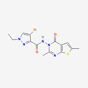 molecular formula C14H14BrN5O2S B4336096 4-BROMO-N-[2,6-DIMETHYL-4-OXOTHIENO[2,3-D]PYRIMIDIN-3(4H)-YL]-1-ETHYL-1H-PYRAZOLE-3-CARBOXAMIDE 