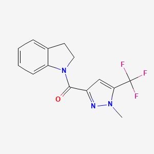 molecular formula C14H12F3N3O B4336119 2,3-dihydro-1H-indol-1-yl[1-methyl-5-(trifluoromethyl)-1H-pyrazol-3-yl]methanone 