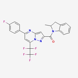 molecular formula C24H16F6N4O B4336156 [5-(4-FLUOROPHENYL)-7-(1,1,2,2,2-PENTAFLUOROETHYL)PYRAZOLO[1,5-A]PYRIMIDIN-2-YL](2-METHYL-2,3-DIHYDRO-1H-INDOL-1-YL)METHANONE 