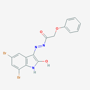 molecular formula C16H11Br2N3O3 B433616 N'-[(3E)-5,7-dibromo-2-oxo-1,2-dihydro-3H-indol-3-ylidene]-2-phenoxyacetohydrazide 