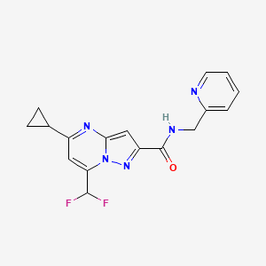 molecular formula C17H15F2N5O B4336169 5-cyclopropyl-7-(difluoromethyl)-N-(2-pyridylmethyl)pyrazolo[1,5-a]pyrimidine-2-carboxamide 