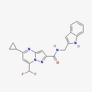 molecular formula C20H17F2N5O B4336172 5-cyclopropyl-7-(difluoromethyl)-N-(1H-indol-2-ylmethyl)pyrazolo[1,5-a]pyrimidine-2-carboxamide 