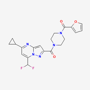 molecular formula C20H19F2N5O3 B4336174 [5-CYCLOPROPYL-7-(DIFLUOROMETHYL)PYRAZOLO[1,5-A]PYRIMIDIN-2-YL][4-(2-FURYLCARBONYL)PIPERAZINO]METHANONE 