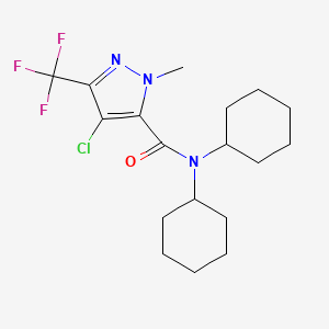 molecular formula C18H25ClF3N3O B4336211 4-chloro-N,N-dicyclohexyl-1-methyl-3-(trifluoromethyl)-1H-pyrazole-5-carboxamide 