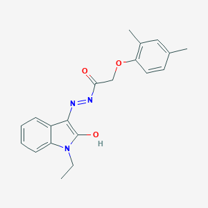 molecular formula C20H21N3O3 B433622 2-(2,4-dimethylphenoxy)-N'-(1-ethyl-2-oxo-1,2-dihydro-3H-indol-3-ylidene)acetohydrazide 