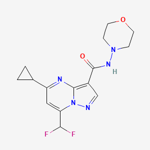 molecular formula C15H17F2N5O2 B4336227 5-CYCLOPROPYL-7-(DIFLUOROMETHYL)-N-MORPHOLINOPYRAZOLO[1,5-A]PYRIMIDINE-3-CARBOXAMIDE 