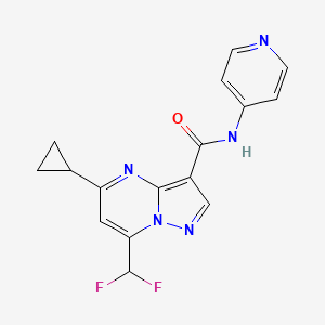 molecular formula C16H13F2N5O B4336233 5-CYCLOPROPYL-7-(DIFLUOROMETHYL)-N-(4-PYRIDYL)PYRAZOLO[1,5-A]PYRIMIDINE-3-CARBOXAMIDE 