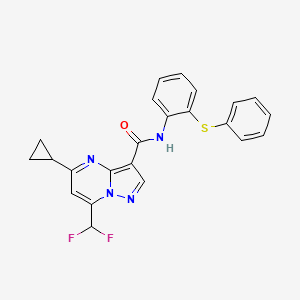 molecular formula C23H18F2N4OS B4336247 5-cyclopropyl-7-(difluoromethyl)-N-[2-(phenylsulfanyl)phenyl]pyrazolo[1,5-a]pyrimidine-3-carboxamide 