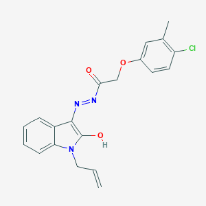 molecular formula C20H18ClN3O3 B433625 2-(4-chloro-3-methylphenoxy)-N'-[(3Z)-2-oxo-1-(prop-2-en-1-yl)-1,2-dihydro-3H-indol-3-ylidene]acetohydrazide 