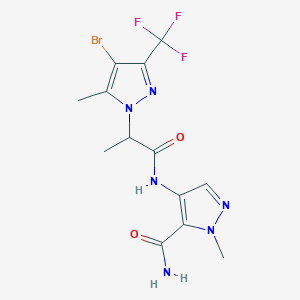 molecular formula C13H14BrF3N6O2 B4336270 4-({2-[4-bromo-5-methyl-3-(trifluoromethyl)-1H-pyrazol-1-yl]propanoyl}amino)-1-methyl-1H-pyrazole-5-carboxamide 