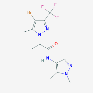 molecular formula C13H15BrF3N5O B4336282 2-[4-bromo-5-methyl-3-(trifluoromethyl)-1H-pyrazol-1-yl]-N-(1,5-dimethyl-1H-pyrazol-4-yl)propanamide 