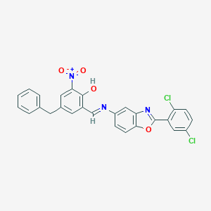 molecular formula C27H17Cl2N3O4 B433633 4-Benzyl-2-({[2-(2,5-dichlorophenyl)-1,3-benzoxazol-5-yl]imino}methyl)-6-nitrophenol 