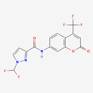 molecular formula C15H8F5N3O3 B4336365 1-(difluoromethyl)-N-[2-oxo-4-(trifluoromethyl)-2H-chromen-7-yl]-1H-pyrazole-3-carboxamide 