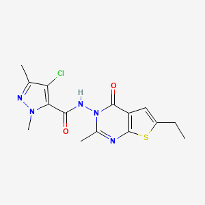 4-CHLORO-N-[6-ETHYL-2-METHYL-4-OXOTHIENO[2,3-D]PYRIMIDIN-3(4H)-YL]-1,3-DIMETHYL-1H-PYRAZOLE-5-CARBOXAMIDE