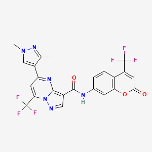 5-(1,3-dimethyl-1H-pyrazol-4-yl)-N-[2-oxo-4-(trifluoromethyl)-2H-chromen-7-yl]-7-(trifluoromethyl)pyrazolo[1,5-a]pyrimidine-3-carboxamide