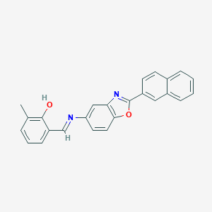 molecular formula C25H18N2O2 B433647 2-Methyl-6-({[2-(2-naphthyl)-1,3-benzoxazol-5-yl]imino}methyl)phenol 