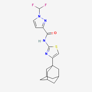 molecular formula C18H20F2N4OS B4336506 N-[4-(1-adamantyl)-1,3-thiazol-2-yl]-1-(difluoromethyl)-1H-pyrazole-3-carboxamide 