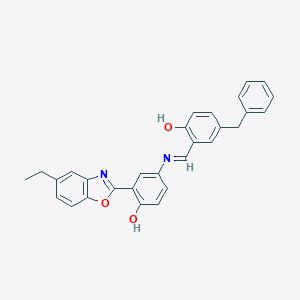 molecular formula C29H24N2O3 B433652 4-[(5-Benzyl-2-hydroxybenzylidene)amino]-2-(5-ethyl-1,3-benzoxazol-2-yl)phenol 